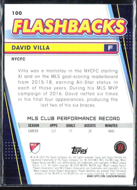 2024 Topps MLS Chrome Sapphire Black David Villa Flashbacks /10 #100