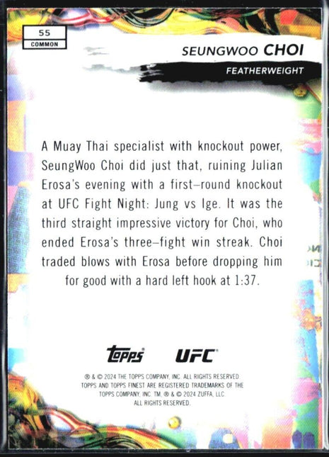 2024 Topps UFC Finest Seungwoo Choi Rc Gold Refractor Common /50 #55
