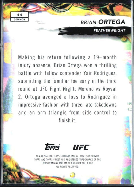 2024 Topps UFC Finest Brian Ortega Common Black Refractor /20 #44