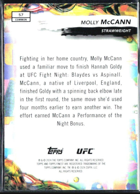 2024 Topps UFC Finest Molly McCann Blue Refractor Common #57 /200