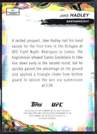 2024 Topps UFC Finest Jake Hadley Gold Refractor Common Rc /50 #91