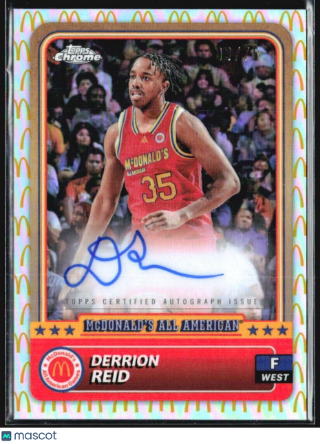 2024 Topps Chrome All American Derrion Reid Mcdonalds Refractor auto /75 #41