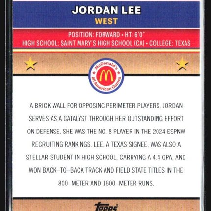 2024 Topps Chrome All American Jordan Lee Purple Refractor /150 #68