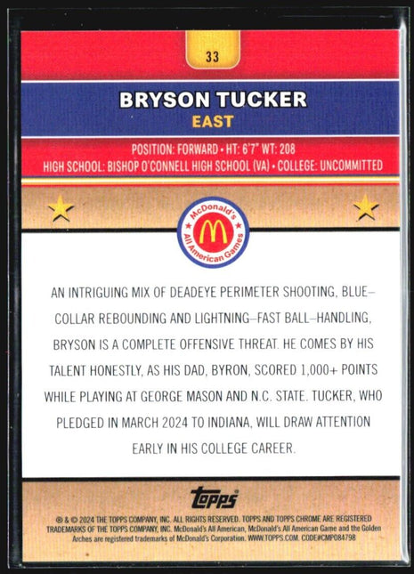 2024 Topps Chrome All American Bryson Tucker Black Refractor /10 #33