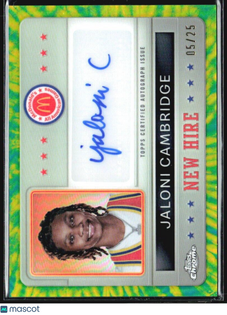 2024 Topps Chrome All American Jaloni Cambridge New Hire Tie Dye Auto /25