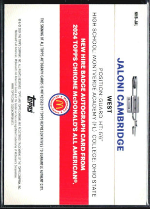 2024 Topps Chrome All American Jaloni Cambridge New Hire Tie Dye Auto /25