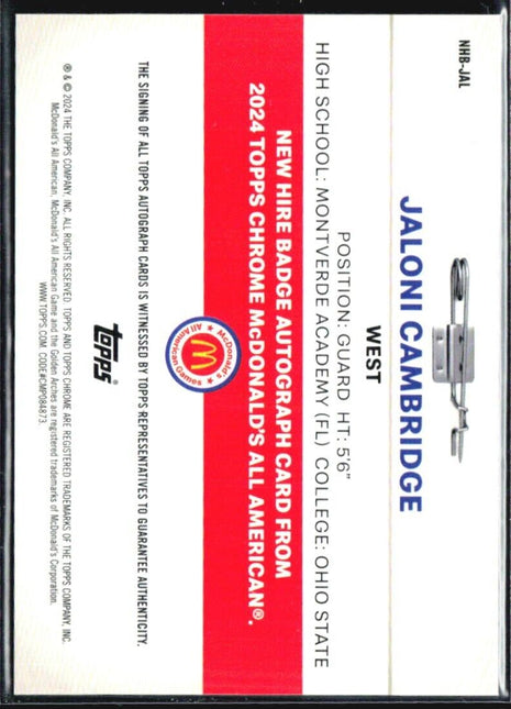 2024 Topps Chrome All American Jaloni Cambridge New Hire Tie Dye Auto /25
