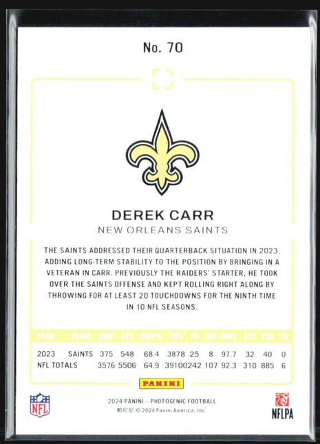 2024 Panini Photogenic Derek Carr #70