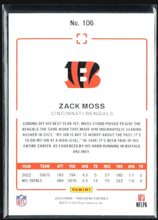 2024 Panini Photogenic Zack Moss #106