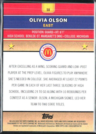 2024 Topps Chrome All American Olivia Olson Orange Wave /35 #58
