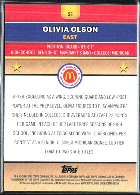 2024 Topps Chrome All American Olivia Olson Orange Wave /35 #58