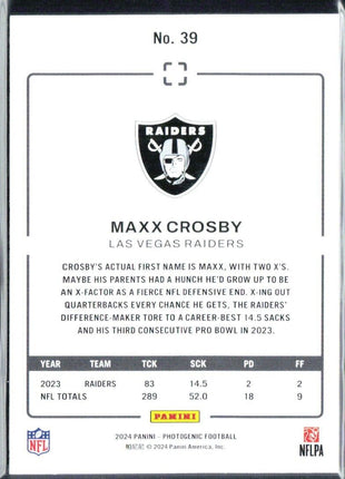 2024 Panini Photogenic Maxx Crosby #39