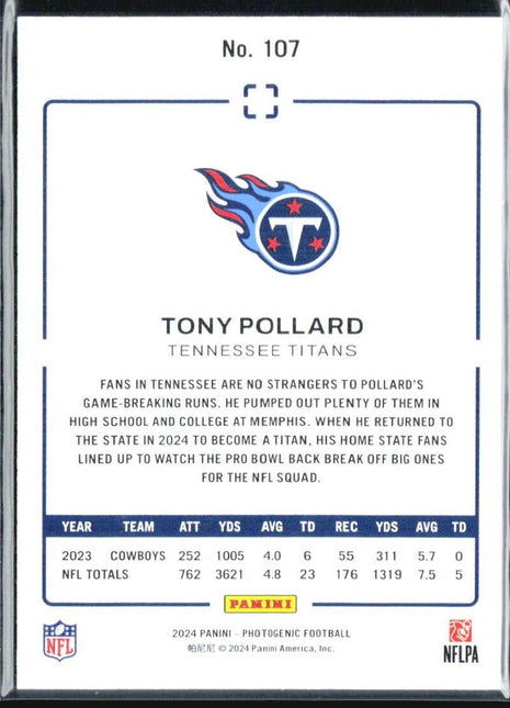 2024 Panini Photogenic #107 Tony Pollard