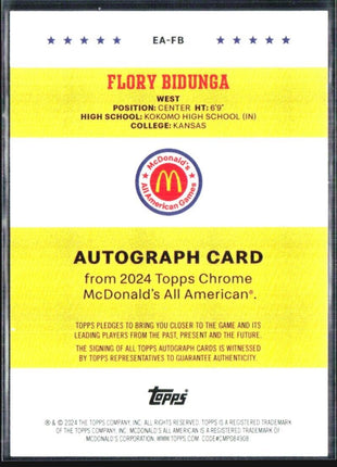 2024 Topps Chrome All American FLory Bidunga 24 West Auto #EA-FB