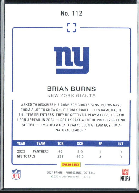 2024 Panini Photogenic Brian Burns #112