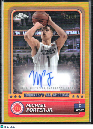 2024 Topps Chrome All American Michael Porter Jr Gold Refractor Auto /50 #93