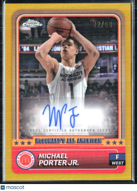 2024 Topps Chrome All American Michael Porter Jr Gold Refractor Auto /50 #93
