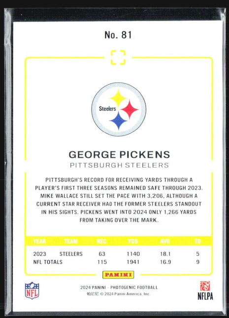 2024 Panini Photogenic george Pickens #81