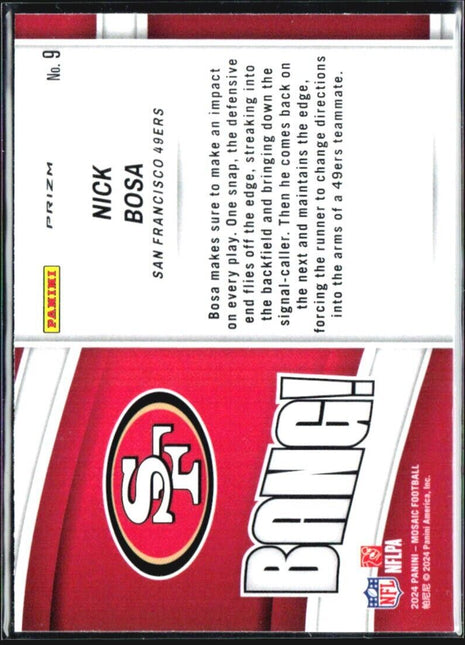 2024 Panini Mosaic - Bang! #9 Nick Bosa Mosaic Prizm