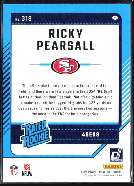 2024 Panini Donruss - Rated Rookie #318 Ricky Pearsall (RC) Red Press Proof