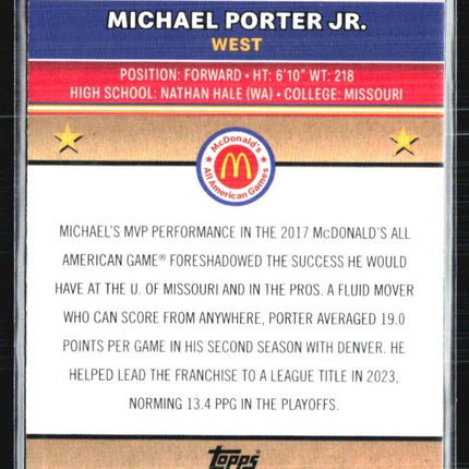 2024 Topps Chrome All American Michael Porter Jr Flurry #93
