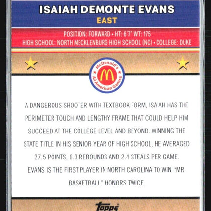 2024 Topps Chrome All American Isaiah Demonte Evans Blue Wave /75 #27