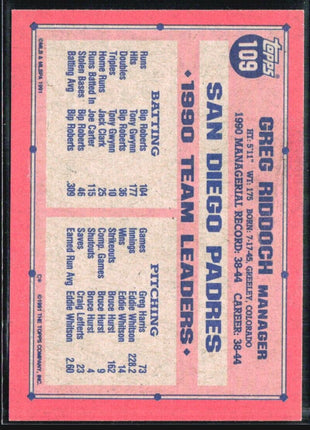 1991 Topps - Team Leaders #109 Greg Riddoch Desert Shield