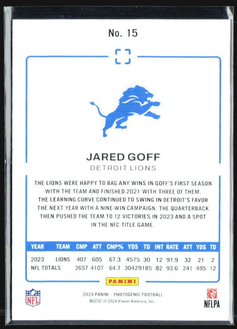 2024 Panini Photogenic Jared Goff #15
