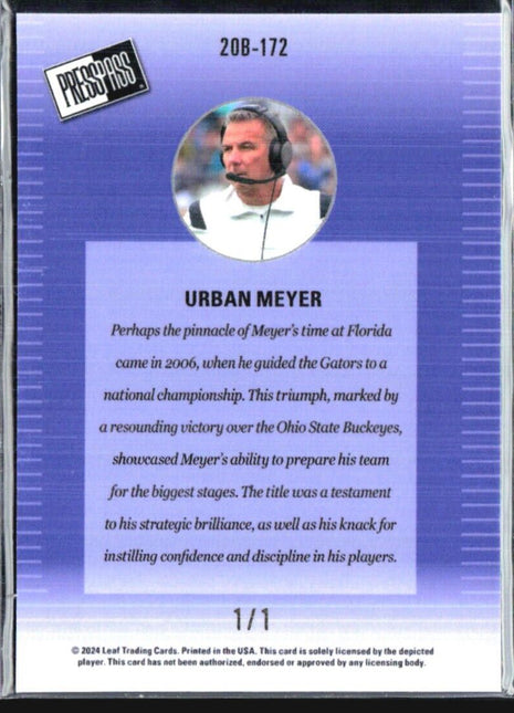 2024 Leaf Pro Set Urban Meyer 1/1 #20B-172