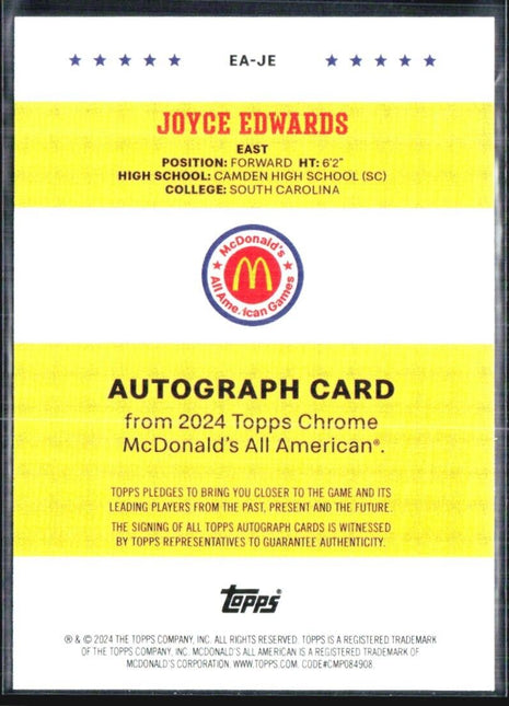 2024 Topps Chrome All American Joyce Edwards 24 East #EA-JE