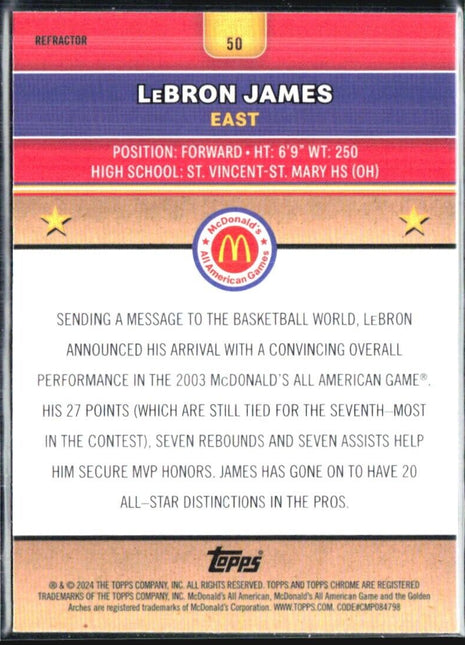 2024 Topps Chrome All American Lebron James Refractor #50
