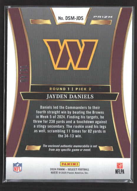2024 Panini Select Prizm Jayden Daniels #DSM-JDS Bronze Patch /49