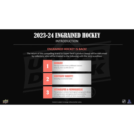 NHL 2023-24 Upper Deck Engrained Hockey Hobby Box