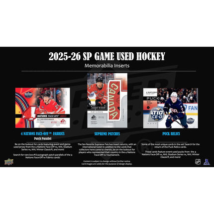 NHL 2025-26 Upper Deck SP Game Used Hockey Hobby Box