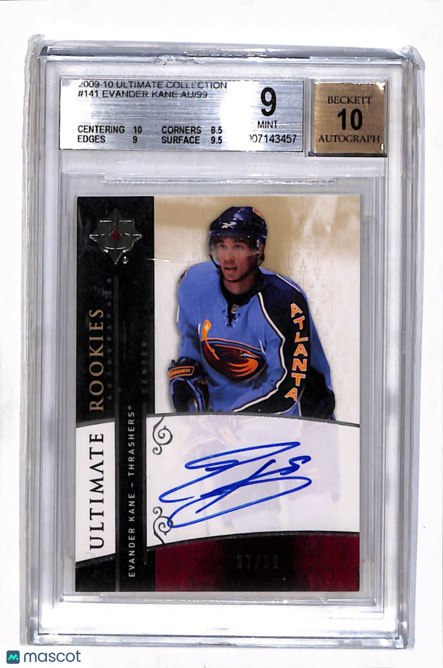 2009 Ultimate Collection Evander Kane #141 /99 Rookie BGS 9 Auto 10