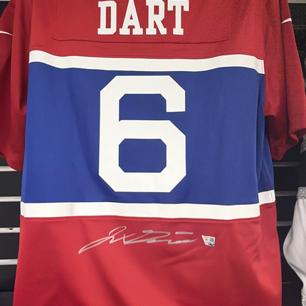 Mem Jaxson Dart New York Giants Signed Throwback Fanatics Authentic Jersey