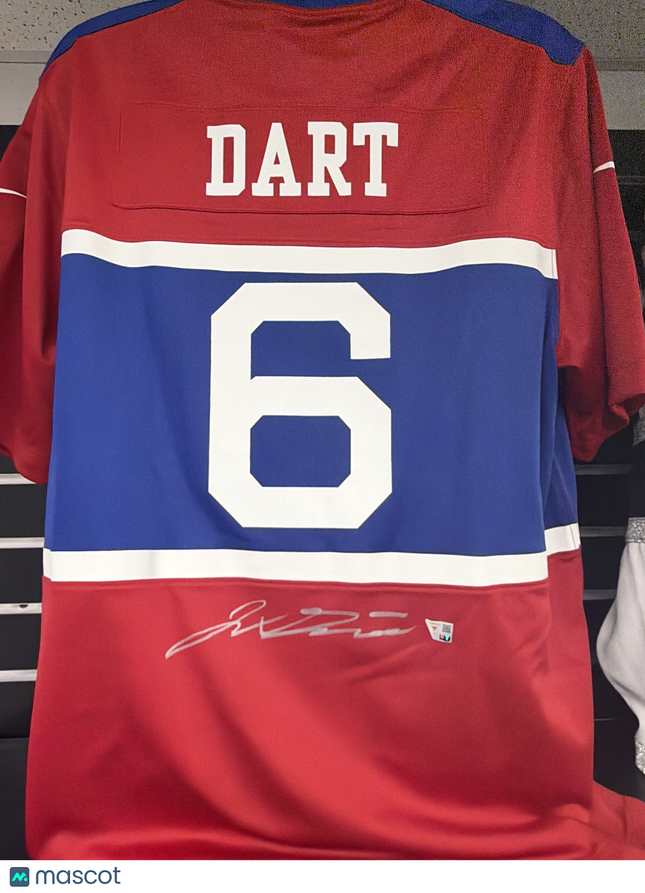 Mem Jaxson Dart New York Giants Signed Throwback Fanatics Authentic Jersey