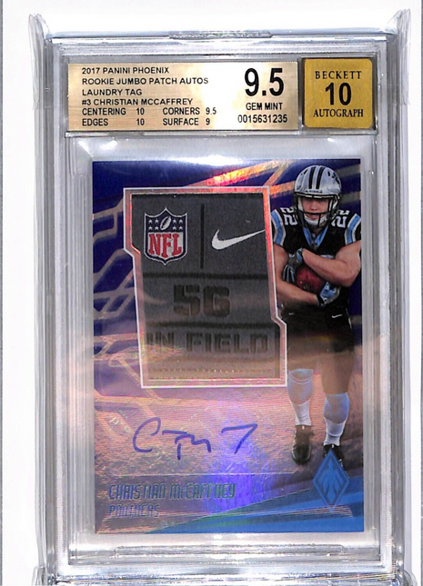 2017 Panini Phoenix Rc Jumbo Auto Laundry Tag Christian McCaffrey /3 BGS 9 10 Au