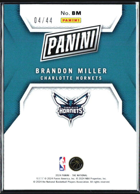 2024 Panini National Convention Brandon Miller Splash of Color Rc /44 #BM