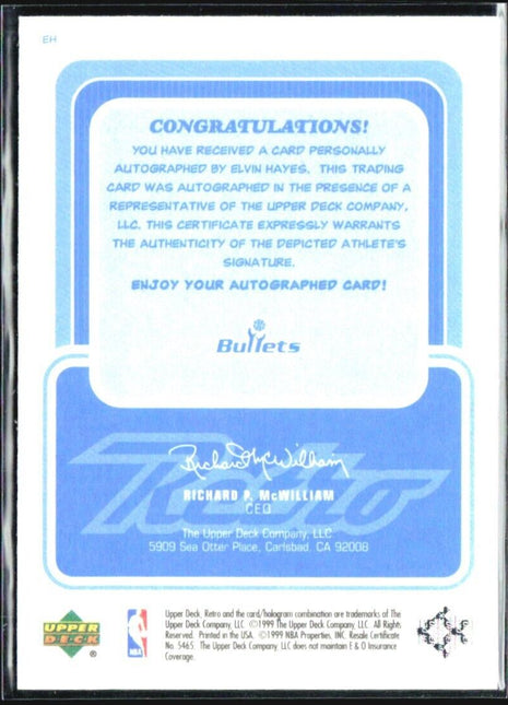 1999-00 Upper Deck Retro - Inkredible Elvin Hayes #EH Auto