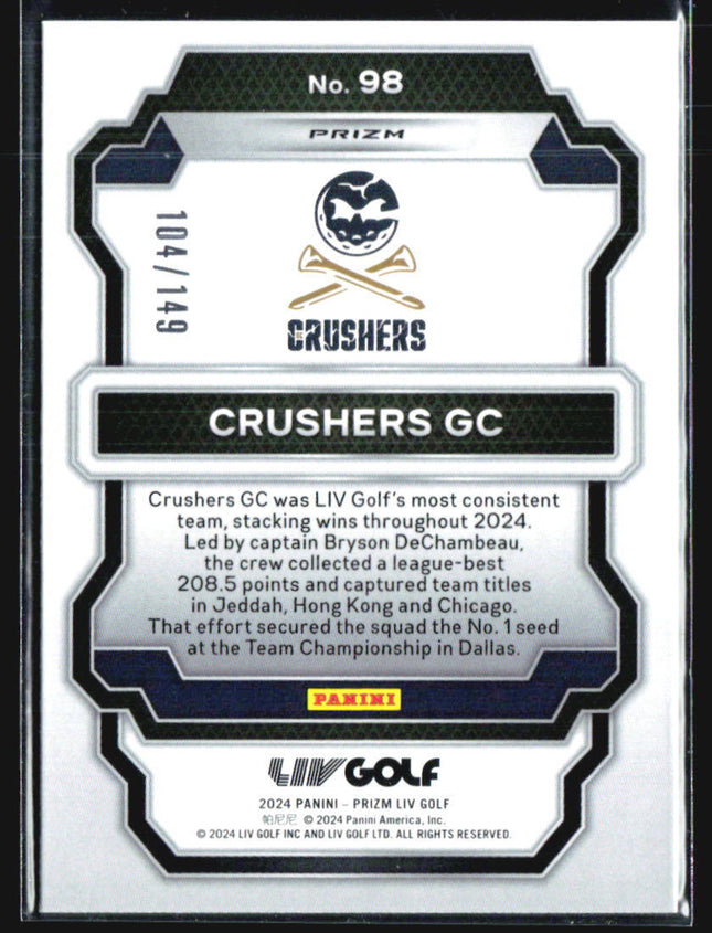 2024 PANINI PRIZM LIV GOLF #98 CRUSHERS GC RED PRIZM /149