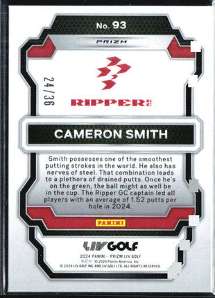 2024 PANINI PRIZM LIV GOLF #93 CAMERON SMITH WHITE /36