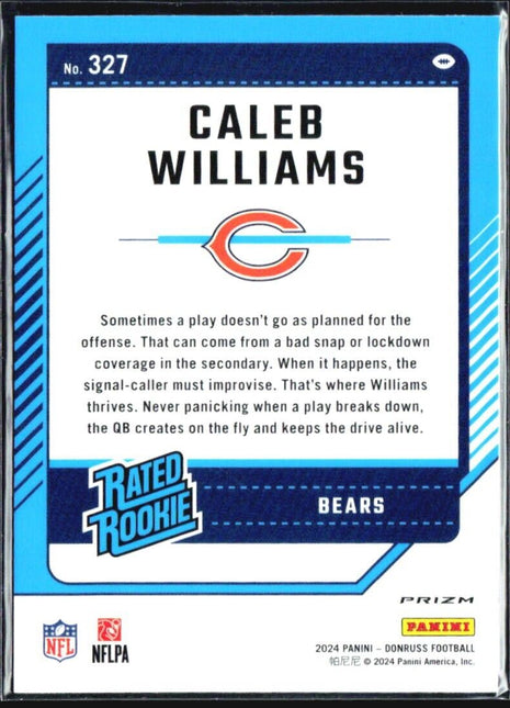 2024 Panini Donruss Rated Rookie Caleb Williams #327 Optic Preview Blue Scope