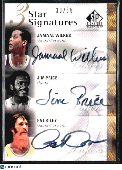 2009-10 SP Sig Editon 3 Star Jamaal Wilkes Jim Price Pat Riley Auto /35 #3S-WRP