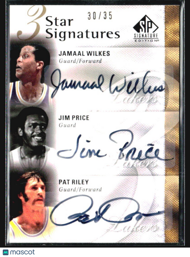 2009-10 SP Sig Editon 3 Star Jamaal Wilkes Jim Price Pat Riley Auto /35 #3S-WRP