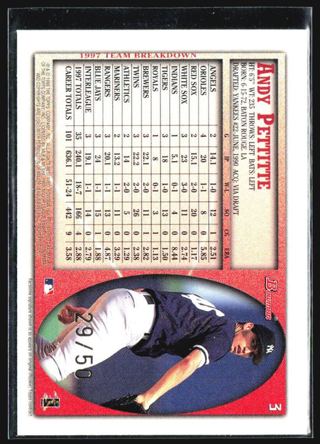 1998 Bowman - Andy Pettitte #3 Gold /50
