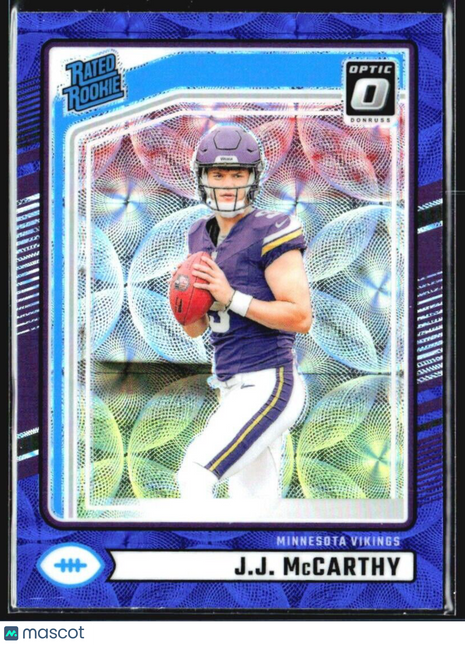 2024 Panini Donruss Rated Rookie J.J. McCarthy #303 Optic Preview Blue Scope Rc