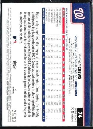 2025 Topps Series 1 Dylan Crews Green Rc /99 #74