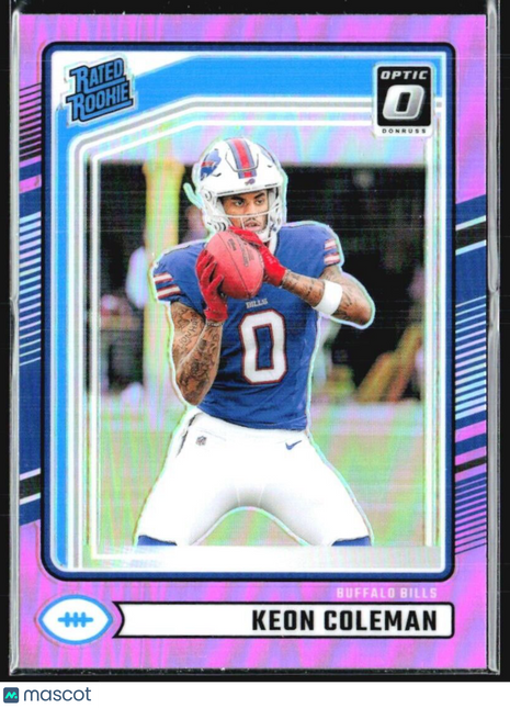 2024 Panini Donruss - Rated Rookie Keon Coleman #358 Optic Preview Pink Prizm