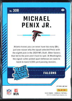2024 Panini Donruss - Rated Rookie Michael Penix Jr. #308 Optic Preview Pink Rc